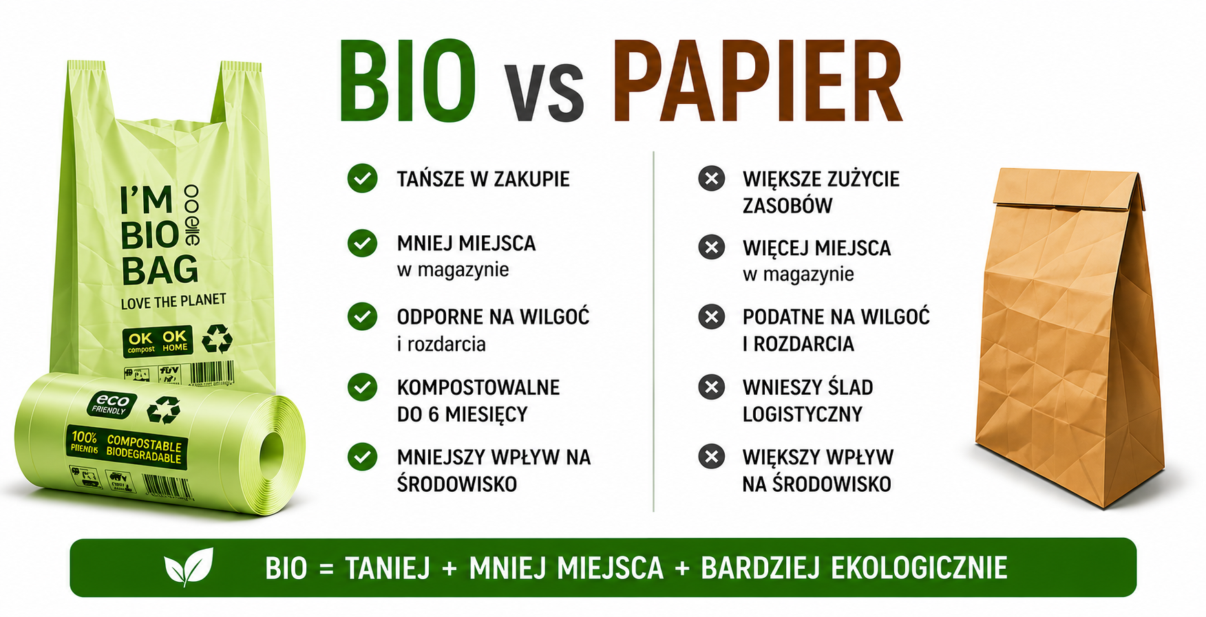 Torby biokompostowalne czy papierowe? Sprawdź, co bardziej opłaca się Twojej firmie